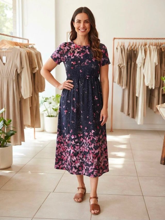 Vestido negro de mariposas